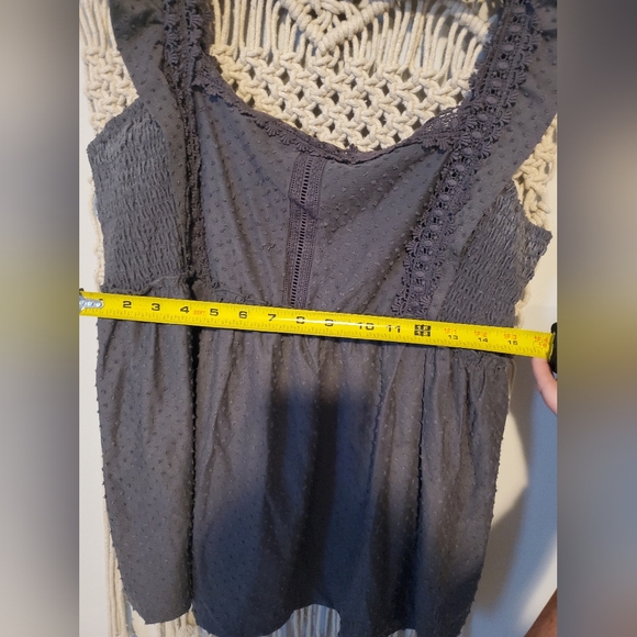 Eyeshadow womans grey Swiss dot tank top with ruffle sleeves - Picture 8 of 8